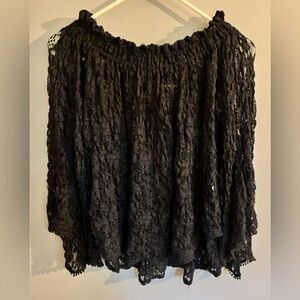 Abercrombie Fitch Top XS Black Lace Floral Sheer Whimsigoth Y2K Gothic Witchy